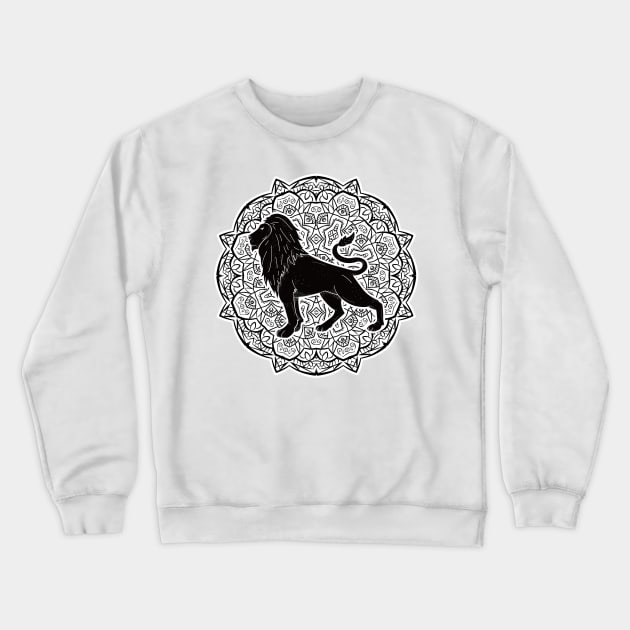 Leo Mandala Zodiac in Black and White Crewneck Sweatshirt by Serbyk